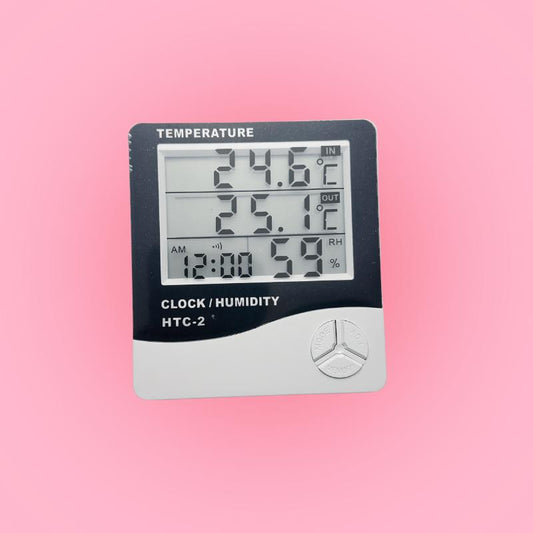 Hygrometer fra BeautyByDau – måler temperatur og luftfugtighed til vippebehandlinger.