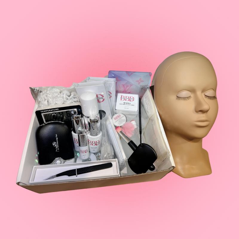 Single Flat Lashes Startkit til eyelash extensions – komplet vippe startkit med flade vipper, lim og tilbehør fra BeautyByDau.